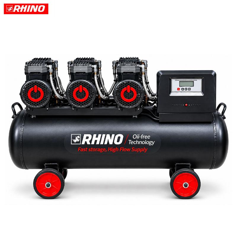 COMPRESSEUR SILENCIEUX SANS HUILE 100L AVEC AFFICHEUR 1390W X3 220V RHINO