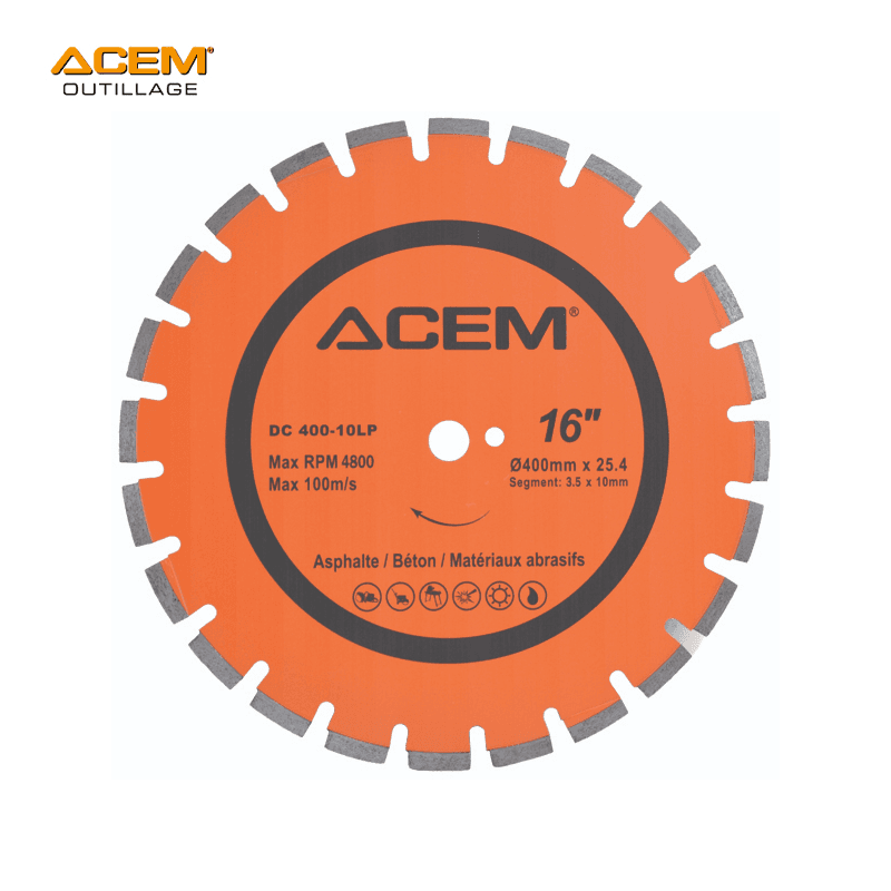 DISQUE DIAM ASPHALT/BETON/MATERIAUX 400X3.5X25.4/20 10LP ACEM