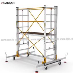 Échafaudage roulant aluminium Cagsan S004XL FP, hauteur de travail 4,55 m
