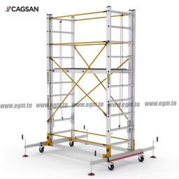 Échafaudage roulant aluminium Cagsan S006XL FP, hauteur de travail 6,4 m