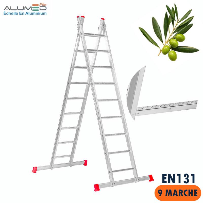 ÉCHELLE CUEILLETTE OLIVE EN ALUM POUR OLIVE 2X3.0M 9 MARCHE+ST 550X1200