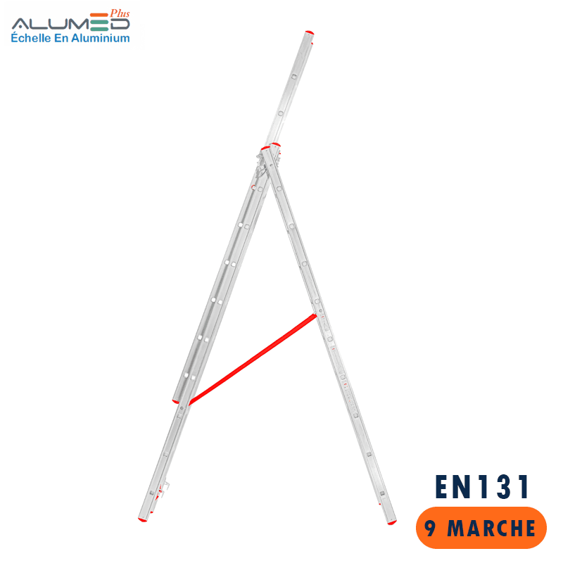 ECHELLE TRIPLE EVASEE EN ALUMINIUM COULISSANT 3X3.0M 9 MARCHE