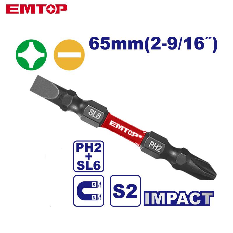 EMBOUT TOURNEVIS DOUBLE IMPACT AM-FR PH2/6.0X65MM EMTOP