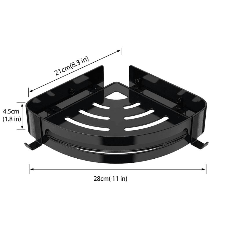 ETAGERE DE COIN DE SALLE DE BAIN SIMPLE EN INOX NOIR G.Z