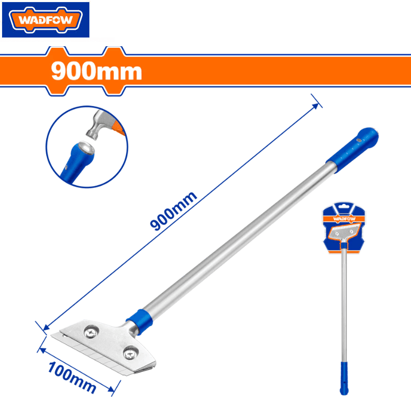 GRATTOIR AVEC MANCHE EN TUBE ALUMINIUM LONG 900MM LAME 100X18 WADFOW