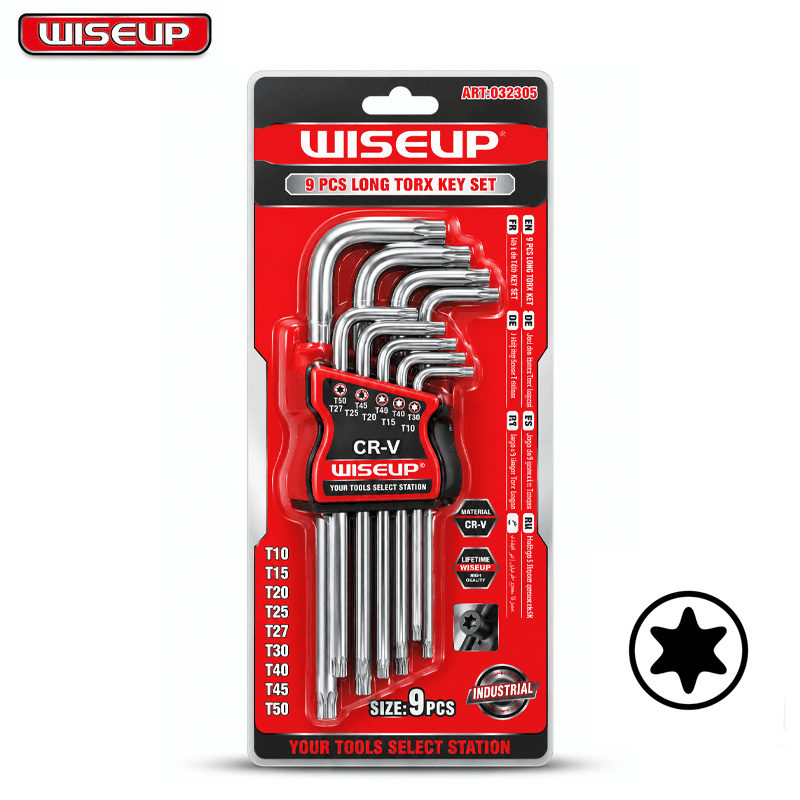 JEUX CLE MALE TORX TROUE SERIE LONG T10-T50 9PCS CR-V WISEUP