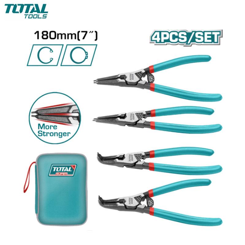 JEUX DE 4 PINCE CIRCLIPS INT & EXT DROITE & COUDE 180MM TOTAL