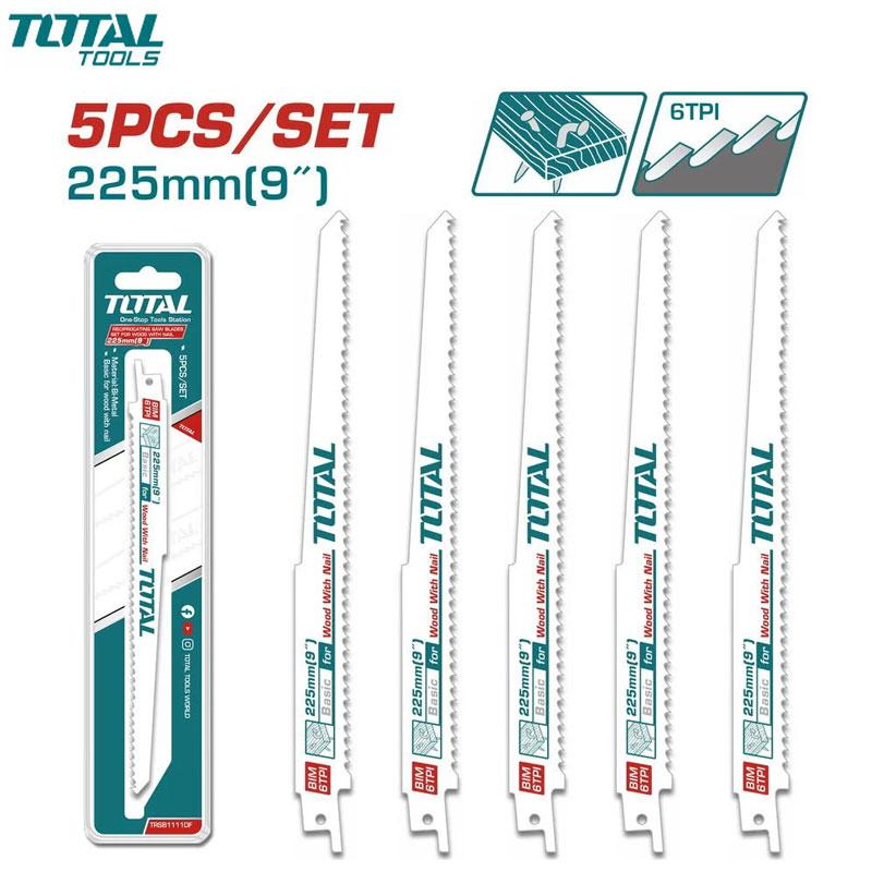 JEUX DE 5 LAME SCIE A SABRE POUR BOIS AVEC CLOU RAPARATION PALETTE 225MM TOTAL
