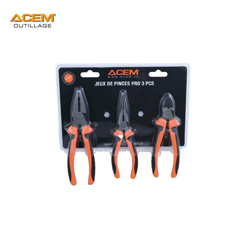 JX DE 3 PINCE COUPANTE & UNIVERSELLE & BEC 1/2 ROND CR-V ACEM PRO