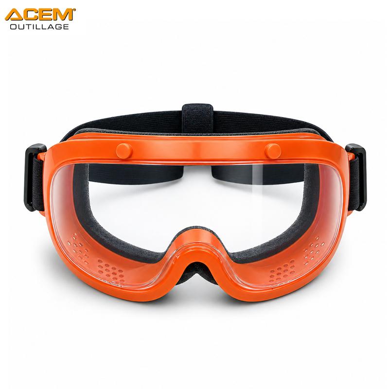 LUNETTE MASQUE BLANC ETANCHE EN PVC ORANGE A BANDEAU ELASTIQUE ACEM