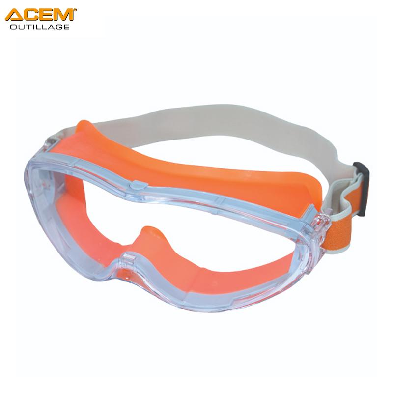LUNETTE MASQUE BLANC ETANCHE EN PVC ORANGE A BANDEAU ELASTIQUE ACEM