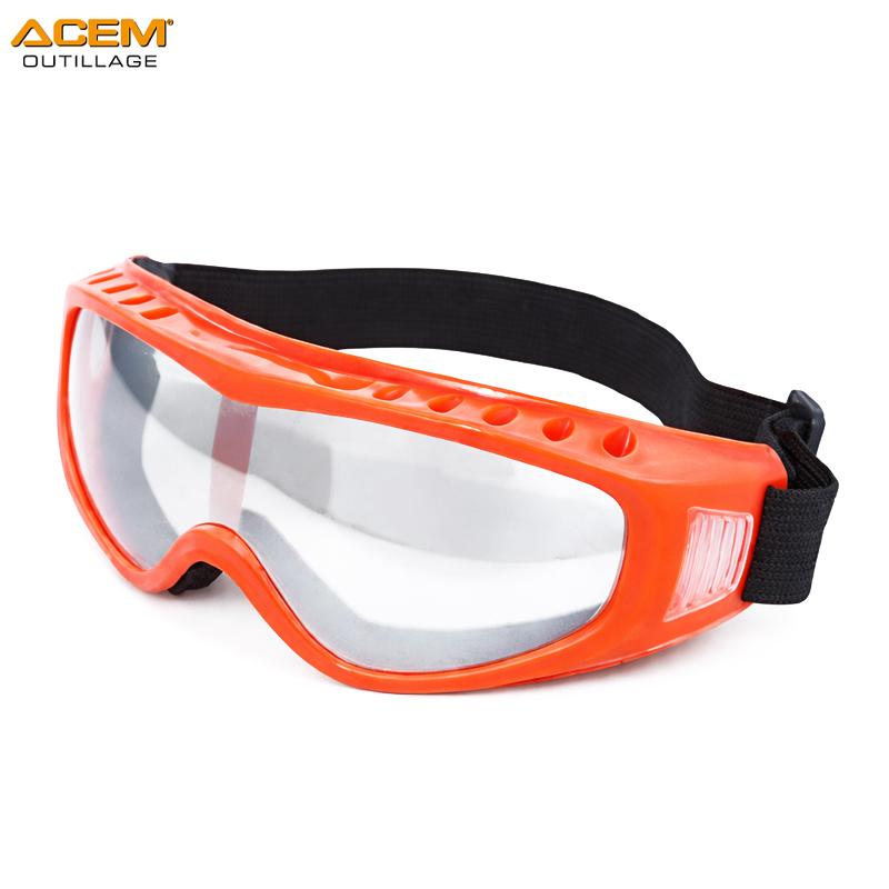 LUNETTE MASQUE BLANC ETANCHE EN PVC ORANGE A BANDEAU ELASTIQUE ACEM