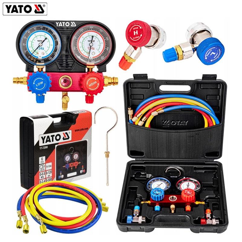 MANOMETRE DOUBLE 6PCS POUR DIAGNOSTIC DE CLIMATISATION AUTO R-134A YATO
