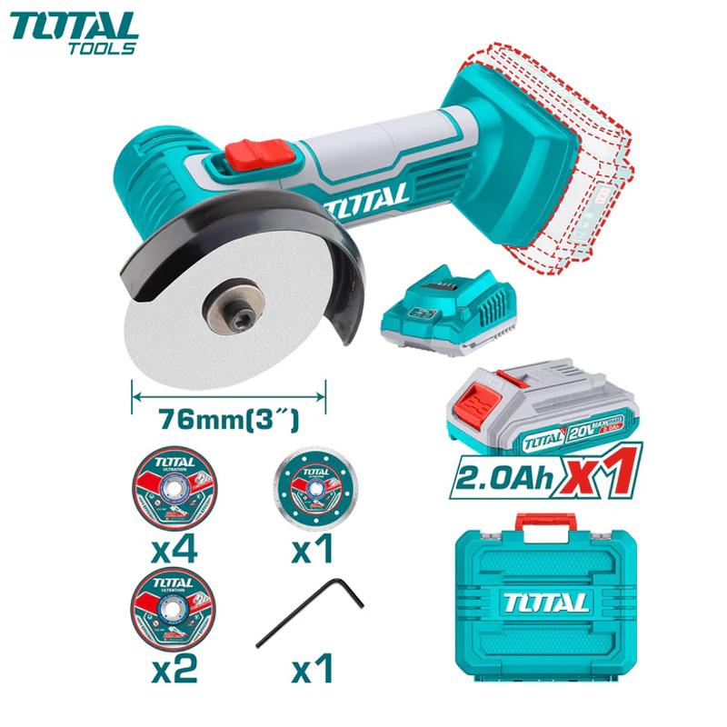 MINI MEULEUSE SANS FIL 20V + 7 DISQUES 76MM TOTAL