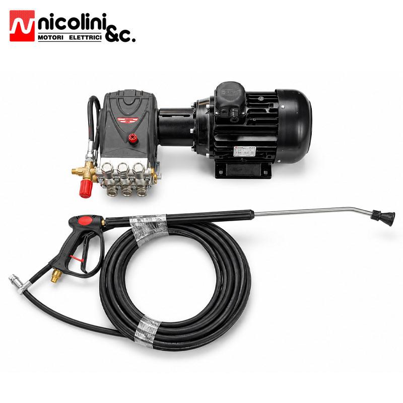 NETTOYEUR HAUTE PRESSION FIXE 5.5KW 7.5CV 200 BAR 380V AVEC LANCE ET FLEXIBLE NICOLINI