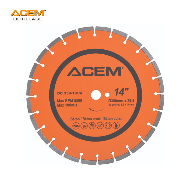 DISQUE DIAM BETON/BETON ARME/BETON DURCI 350X3.2 10LW ACEM