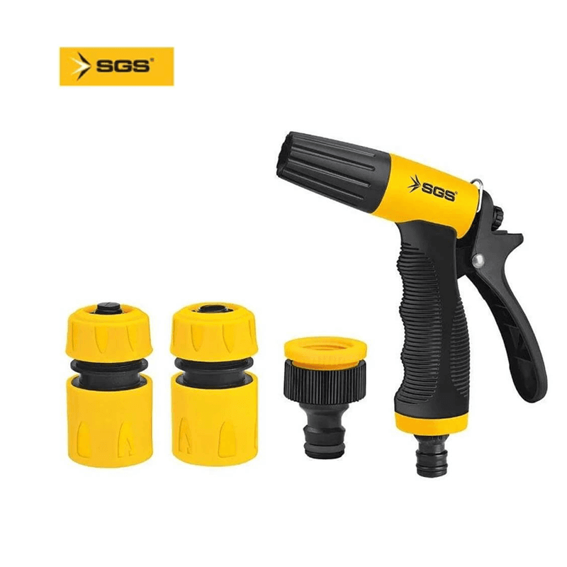 KIT JET D'EAU PISTOLET REGLABLE AVEC POGNEE EN CAOUTCHOUC 4PCS SGS
