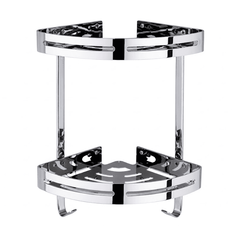 ETAGERE DE COIN DE SALLE DE BAIN DOUBLE EN INOX G.Z
