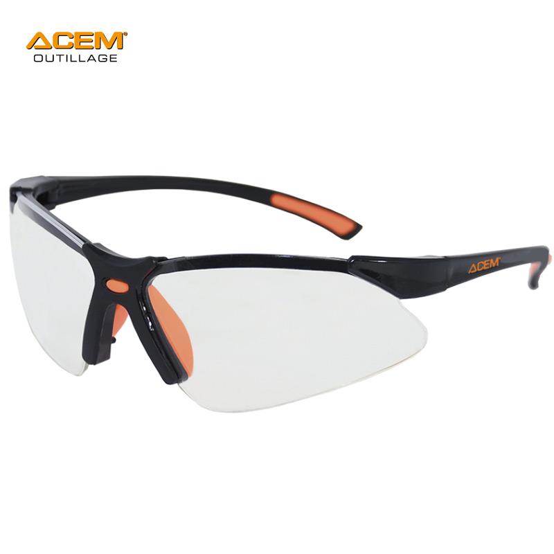 LUNETTE PROT BLANC TRANSP ANTI-RAYURES BRANCHE.FIXE LP-005 ACEM