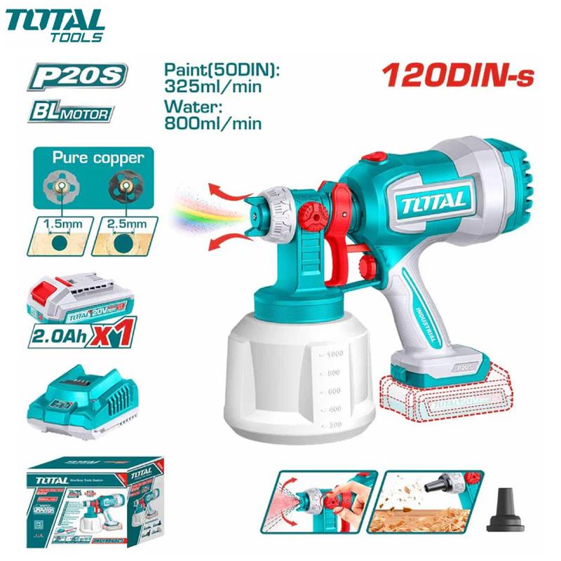 PISTOLET PEINTURE SANS FIL 20V 800ML AVEC 1 BATTERIE 2.0Ah & 1 CHARGEUR TOTAL
