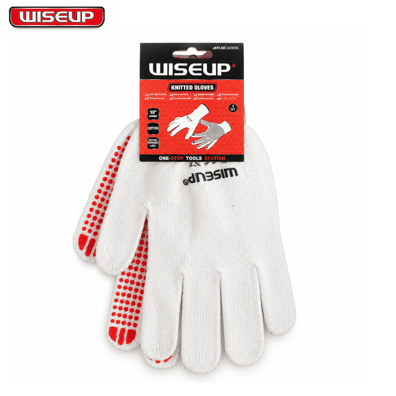 PAIRE DE GANT DE PROTECTION TRICOTE COTON AVEC PIK ROUGE WISEUP