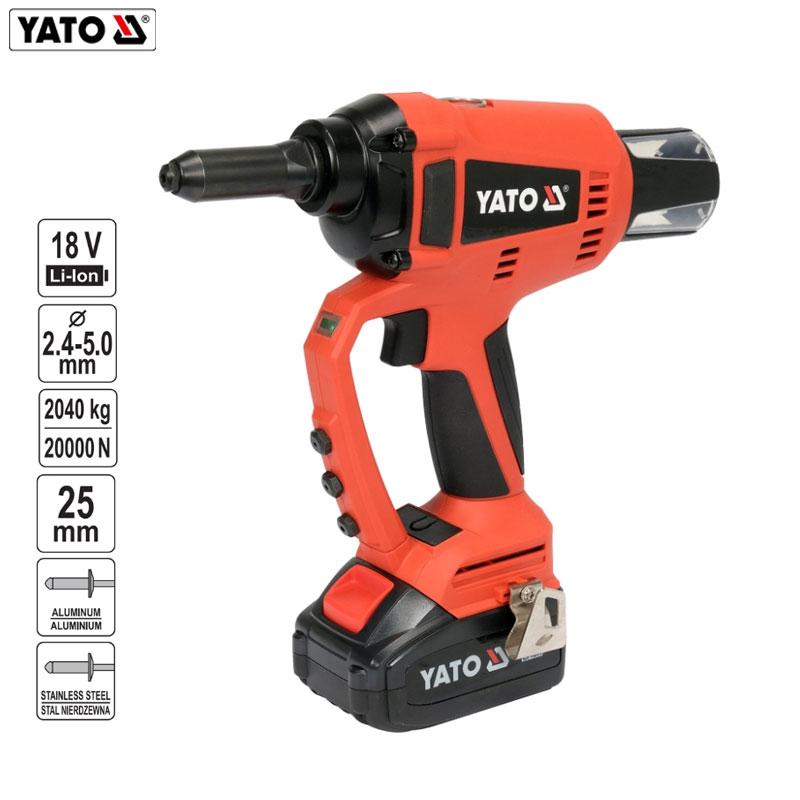 PINCE A RIVET RECHARGABLE SANS FIL 18V AVEC CHARGEUR & 1 BATTERIE 3.0AH 2.4-5.0MM YATO