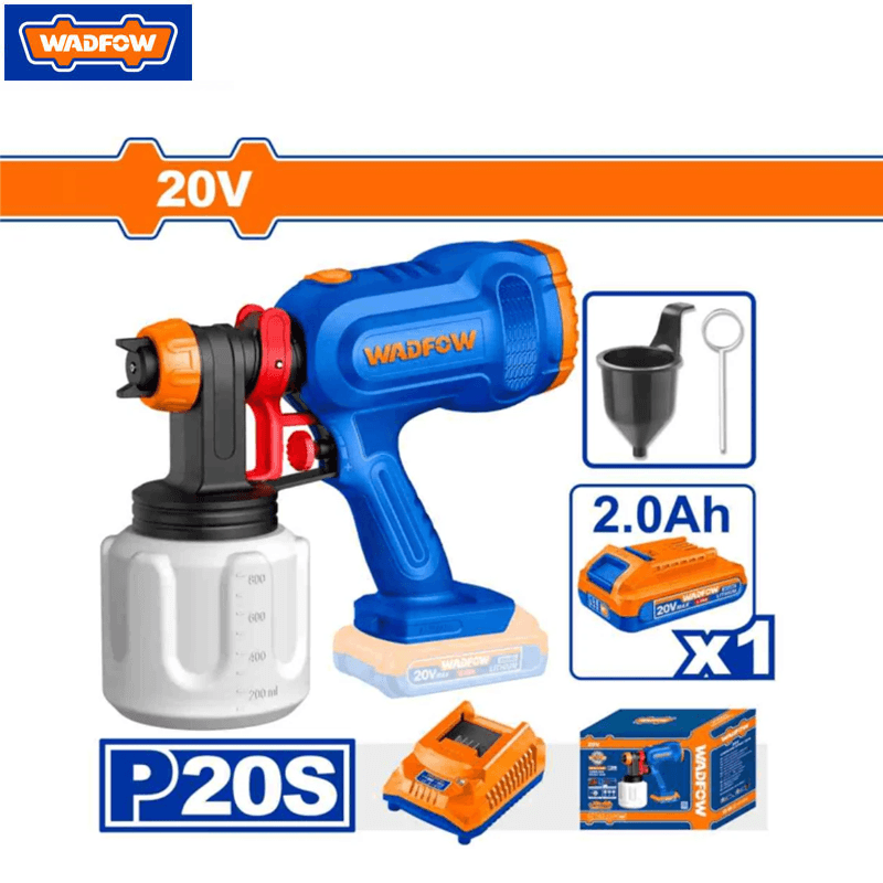 PISTOLET PEINTURE SANS FIL 20V AVEC 1 BATTERIE & 1 CHARGEUR 650ML WADFOW