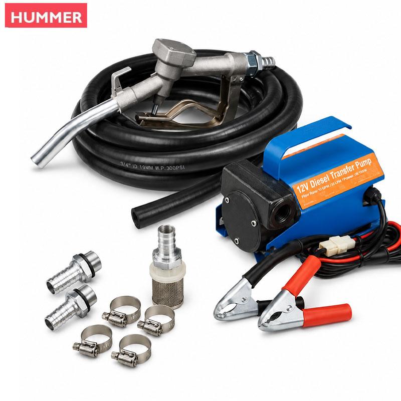 POMPE DE TRANSFER LIQUIDE DIESEL PITTSBURGH DC 12V AVEC PISTOLET ET FLEXIBLE MT-1810 HUMMER