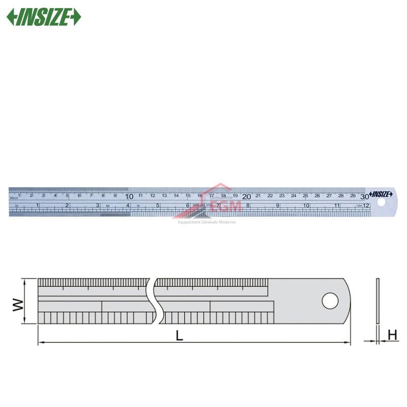 REGLE PLATE LARGE EN INOX 1000/40" INSIZE