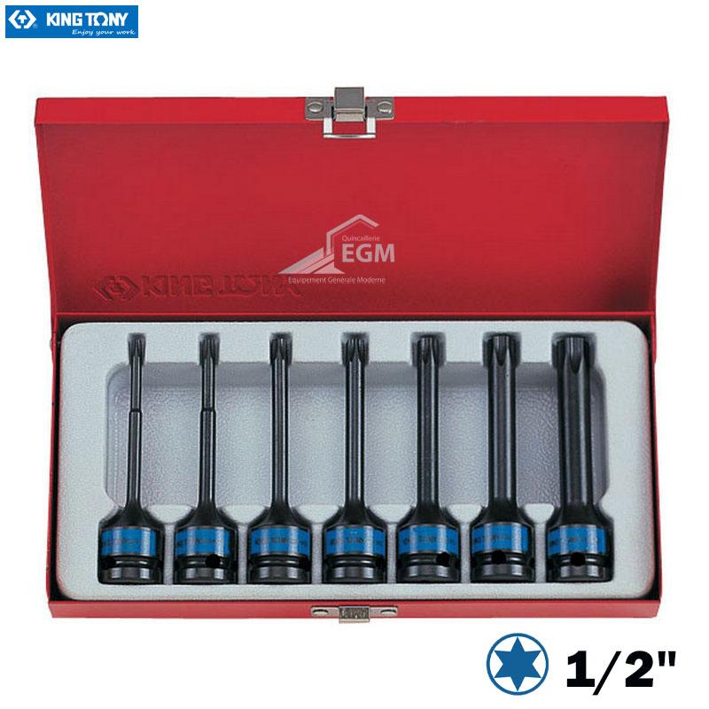COFFRET CLE DOUILLE IMPACT MALE TORX 1/2" 7PCS 25-60 KING TONY