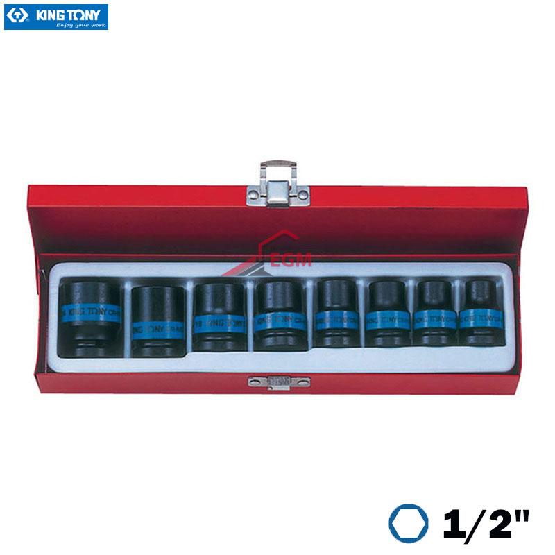 COFFRET CLE DOUILLE IMPACT 1/2 COURTE 8PCS KING TONY