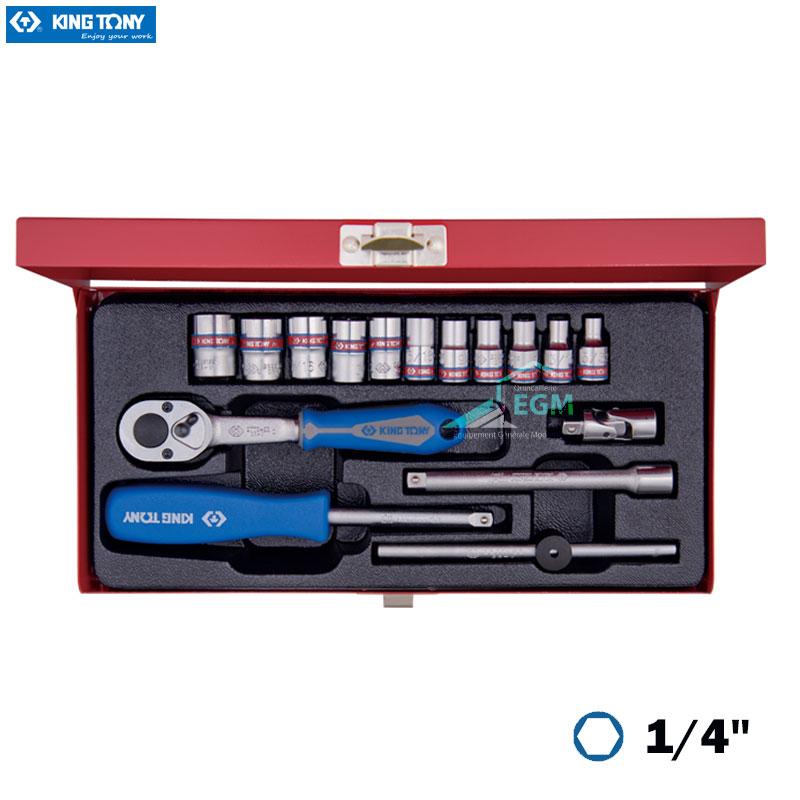 COFFRE CLE DOUILLE 1/4" 16PCS KING TONY