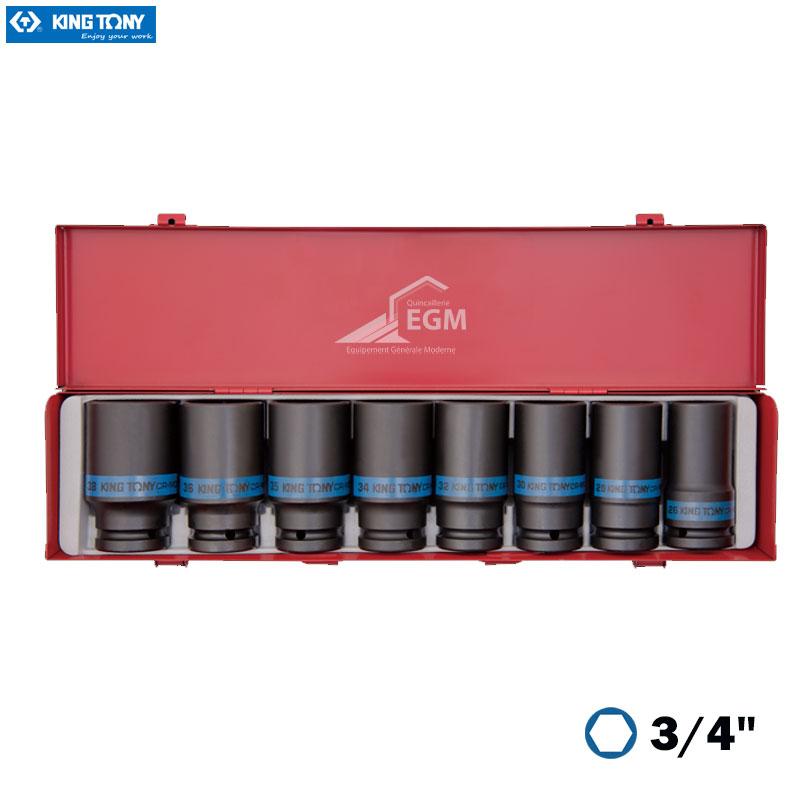 COFFRE CLE DOUILLE IMPACT 3/4 S.LONG 8 PCS KING TONY