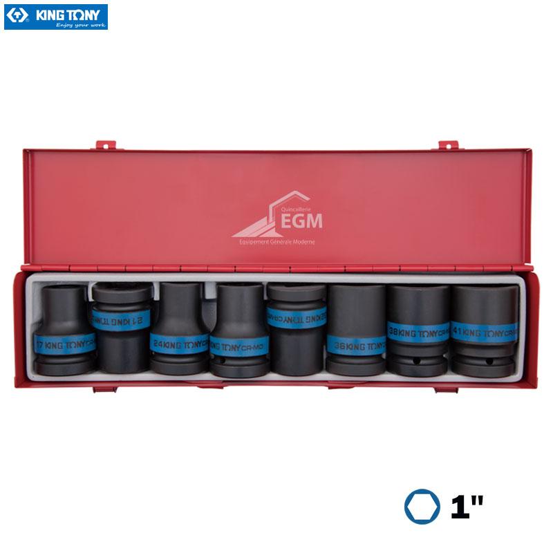 COFFRET CLE DOUILLE IMPACT 1" 8PCS KING TONY