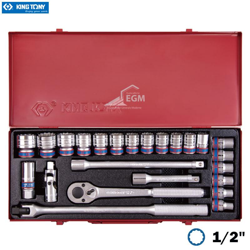 COFFRE CLE DOUILLE 1/2 24PCS 12PANT KING TONY