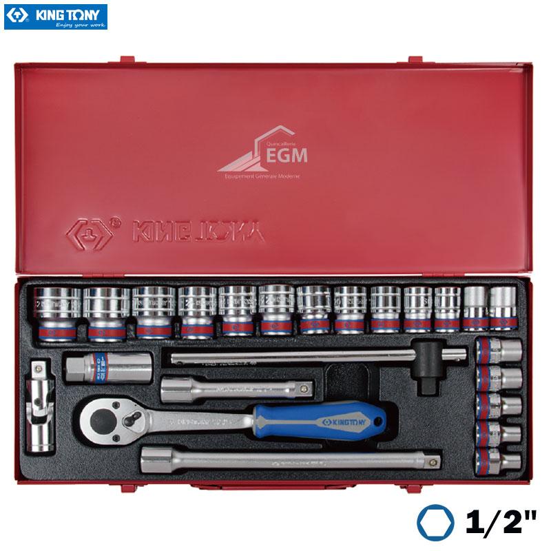 COFFRET CLE DOUILLE 1/2 6PANTS 24PCS KING TONY