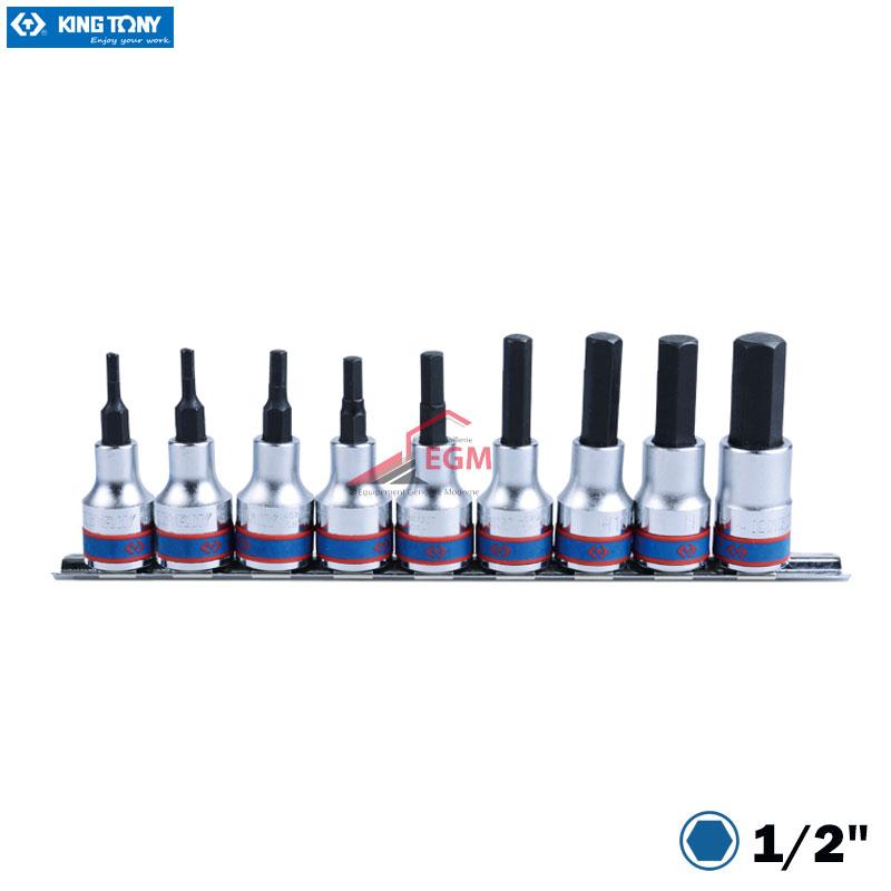 JEUX CLE DOUILLE 1/2" MALE 6 PANS 9PCS H4-H17 KING TONY