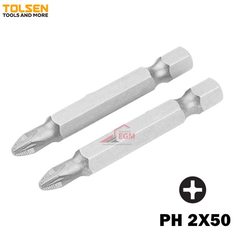 JEUX DE 2 EMBOUT DE TOURNEVIS PH 2X50 TOLSEN