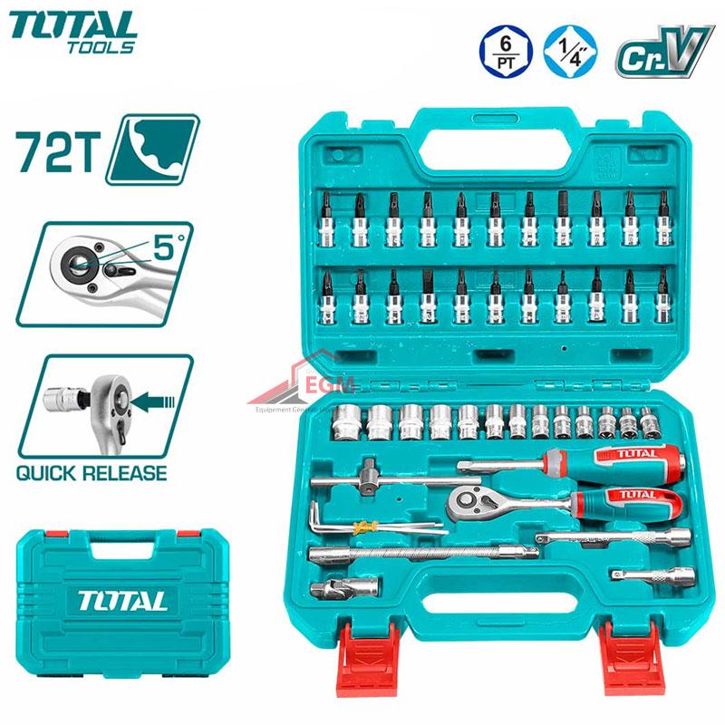 COFRE CLE DOUILLE HEX 4-14MM & DOUILLE MALE CR-V 1/4" 46PCS TOTAL