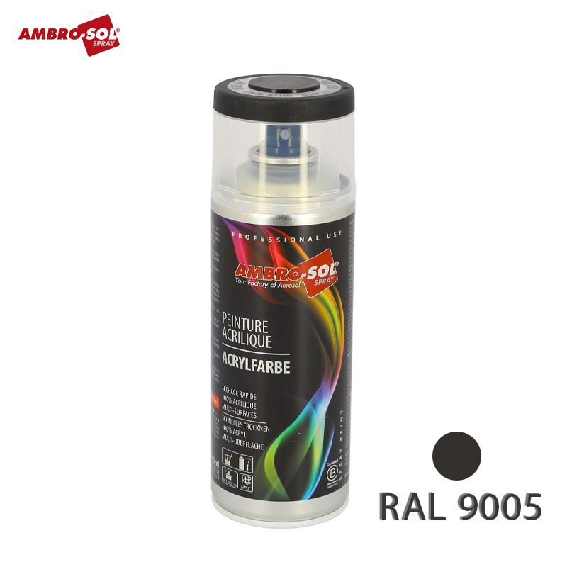 BOUTEILLE PEINTURE ACRYLIQUE NOIR MAT 400 ML RAL 9005 AMBRO-SOL