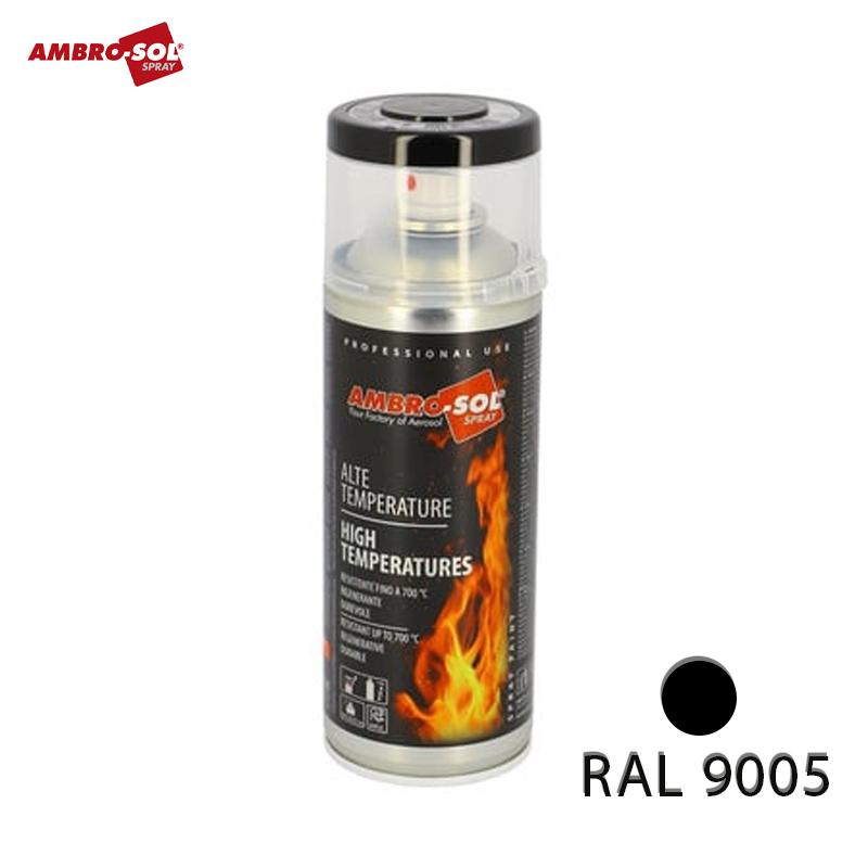 BOUTEILLE PEINTURE ACRYLIQUE NOIR BRILLANT 400 ML RAL9005 AMBRO-SOL