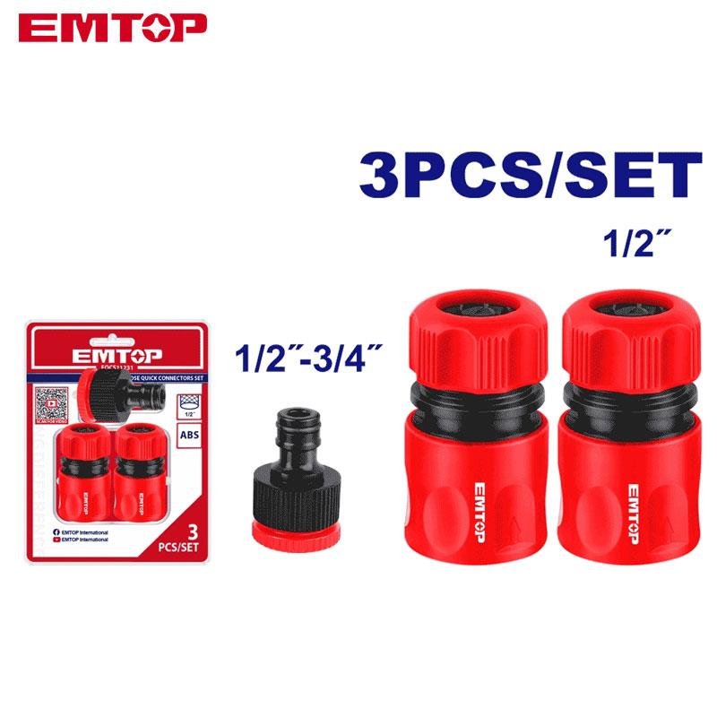 RACCORD RAPIDE POUR TUYAU 1/2" ABS 3PCS EMTOP