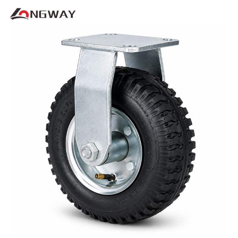 ROUE GONFLABLE SUR PLAQUE EN CAOUTCHOUC NOIR NOYAU EN ACIER