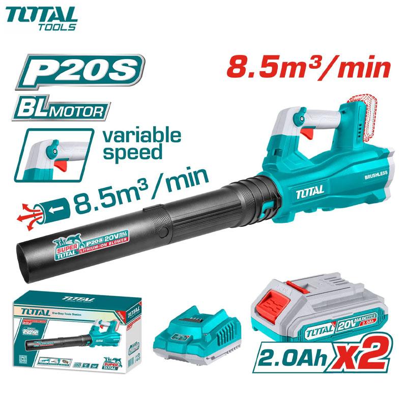 SOUFFLEUR SANS FIL 20V AVEC 2 BATTERIES 2.0Ah & CHARGEUR 8.5m3/min TOTAL