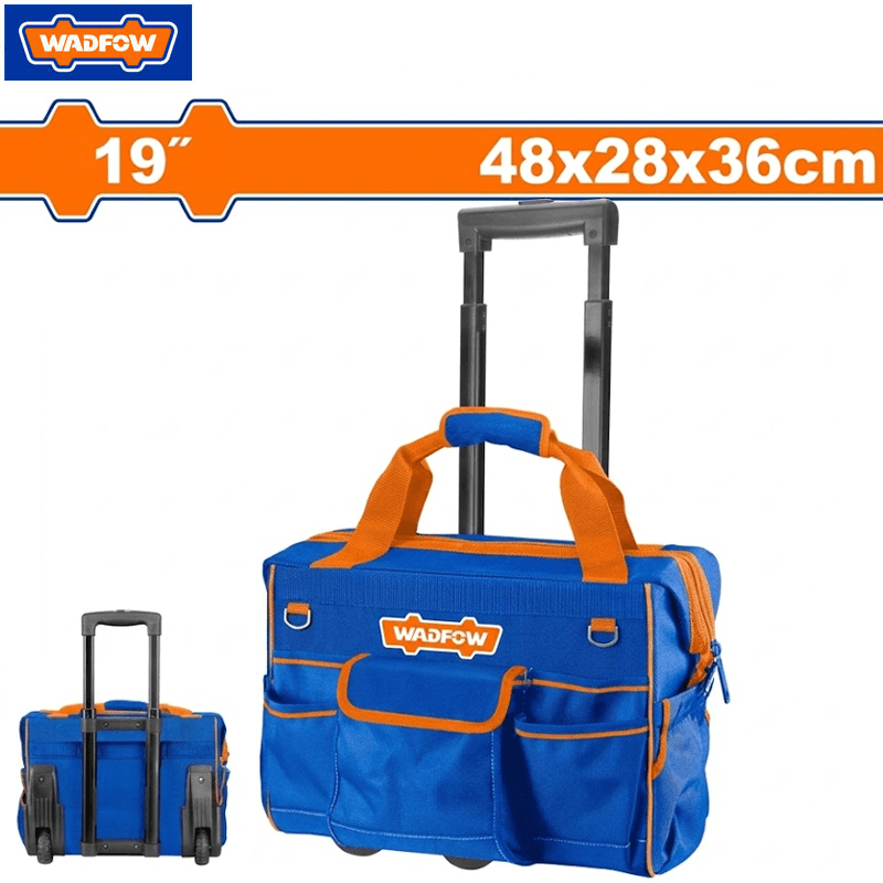 VALISE D'OUTILLAGE A CHARIOT EN TEXTILE A POIGNE TELESCOPIQUE 19" 20KG WADFOW