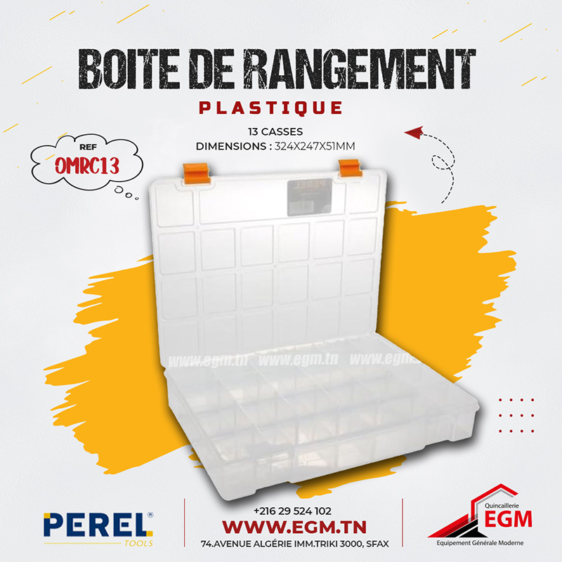 BOITE DE ARRANGEMENT PLASTIQUE 13" 324X247X51MM PEREL BOITE DE ARRANGEMENT PLASTIQUE 13" 324X247X51MM PEREL