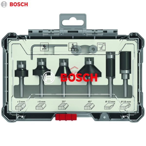 COFFRET DE 6 FRAISE DEFONCEUSE A AFFLEURER A QUEUE 6.0MM BOSCH