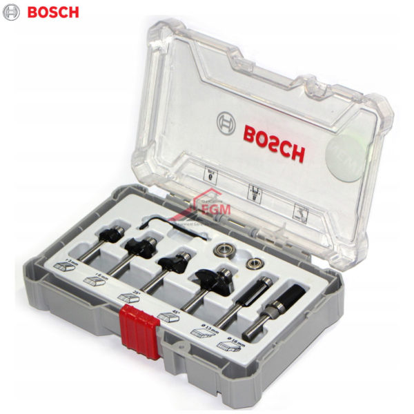 COFFRET DE 6 FRAISE DEFONCEUSE A AFFLEURER A QUEUE 6.0MM BOSCH