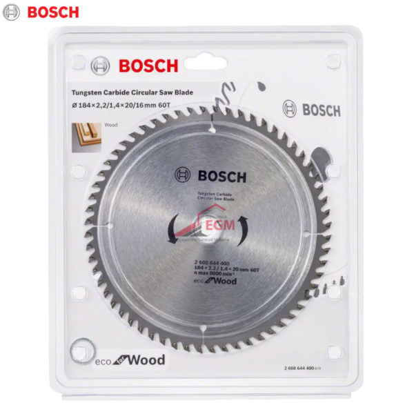 DISQUE CIRCUL CARBURE POUR BOIS Ø184 Z60 ECO FOR WOOD BOSCH