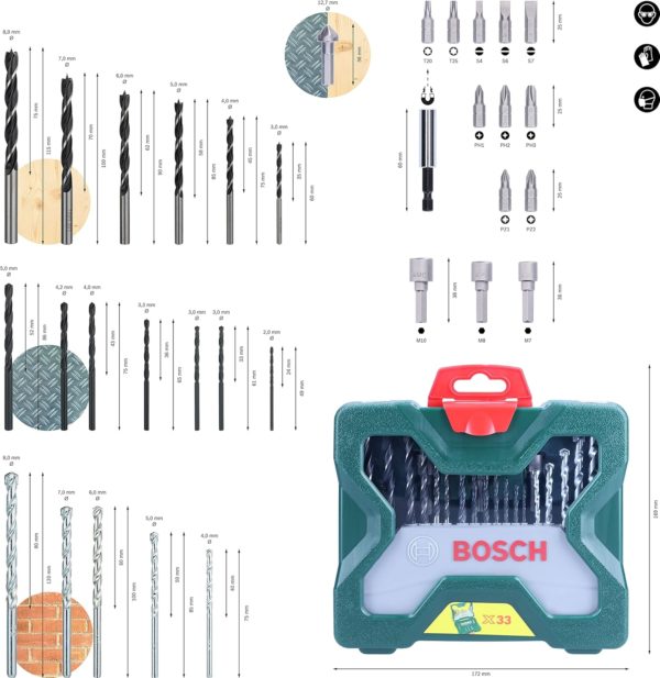 COFFRET EMBOUT et FORET 33 PCS BOSCH X-LINE